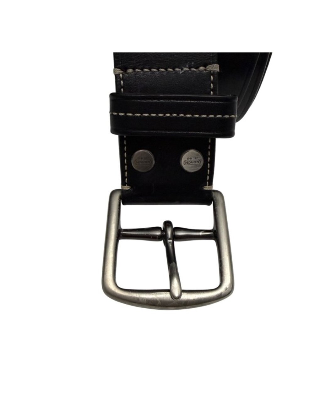 Coach Men's Belt Sz 38 Black Leather Silver Tone Buckle Casual Dress Business - Picture 3 of 6